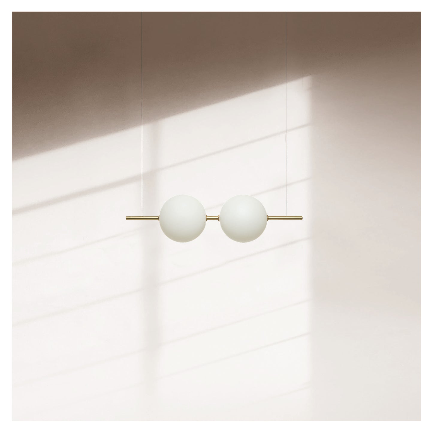 Alma Double Pendant in Natural Brass with White Borosilicate Glass