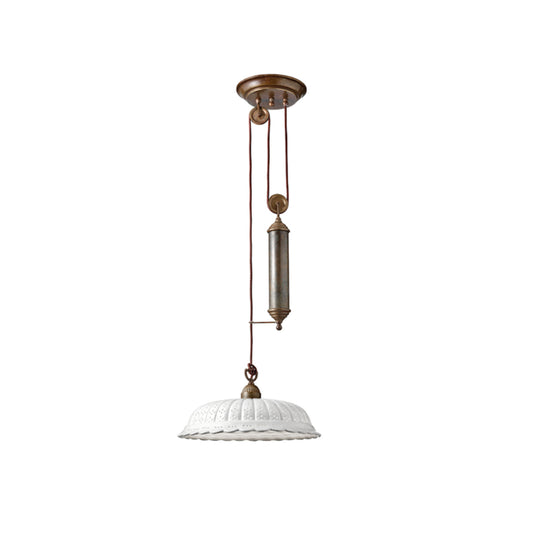 Anita Rise and Fall Pendant in Brass with Ceramic Shade