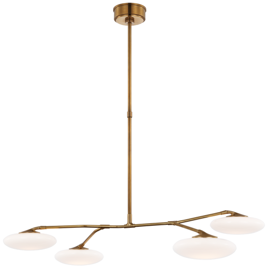 Brindille Large Four Light Chandelier with White Glass