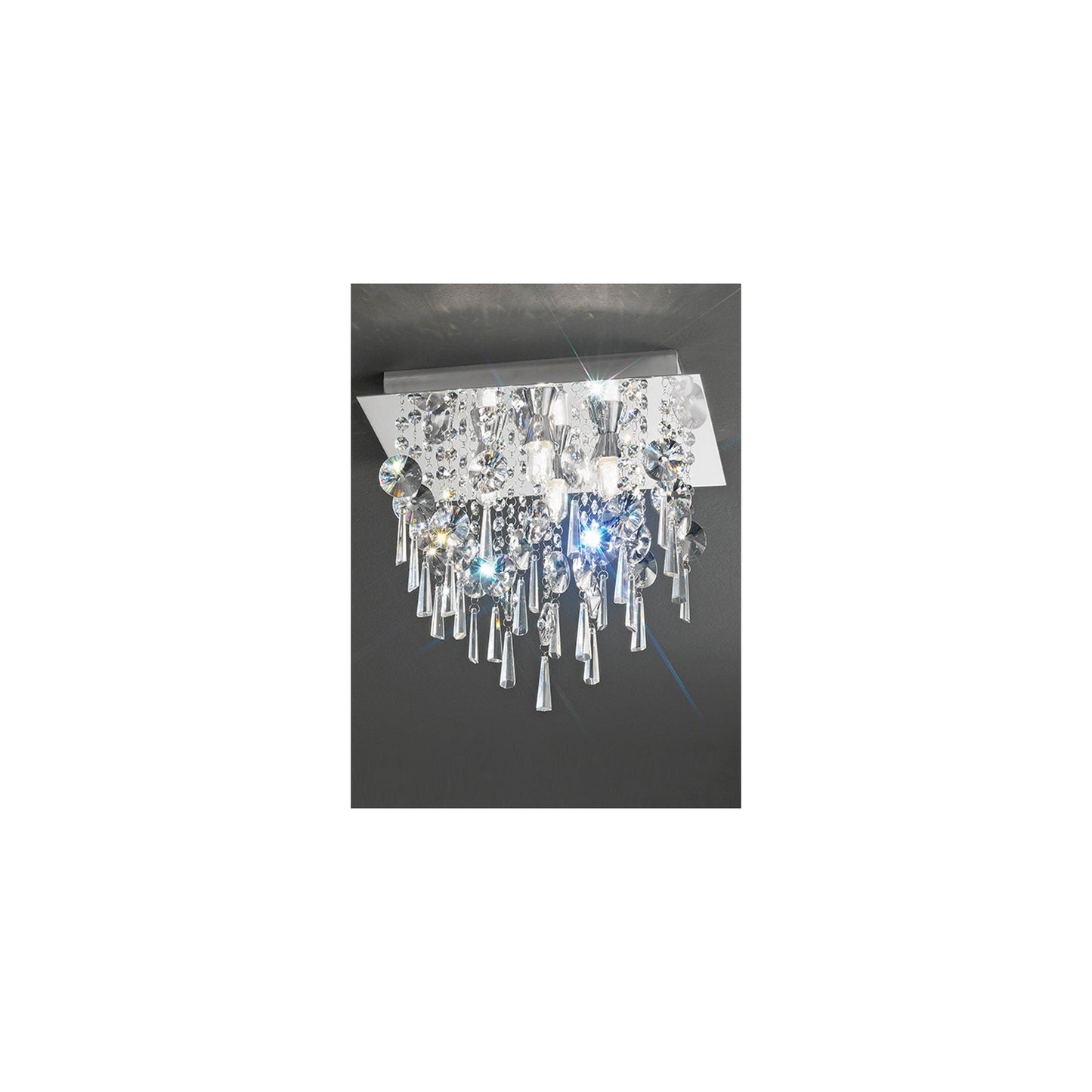 350mm Crystal Square Flush Mount IP44 in Chrome