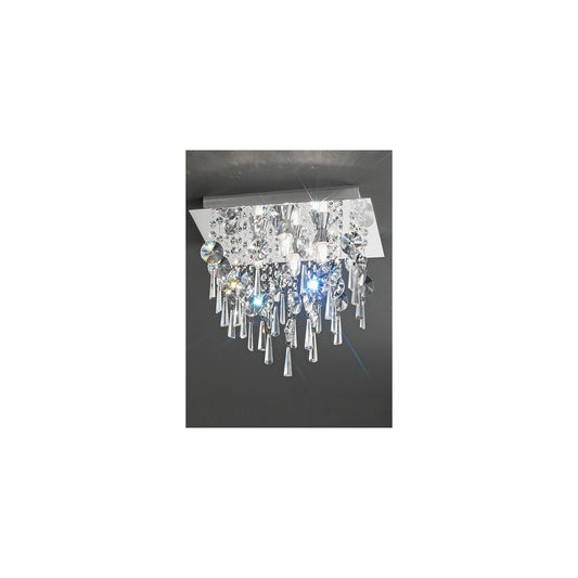 350mm Crystal Square Flush Mount IP44 in Chrome