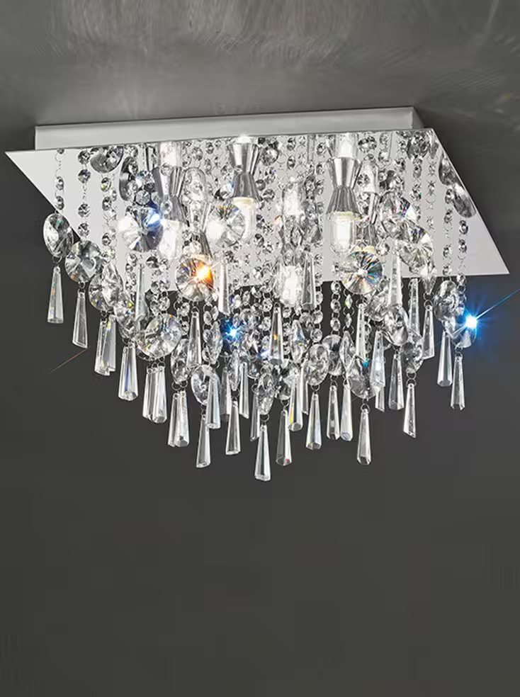 450mm Crystal Square Flush Mount IP44