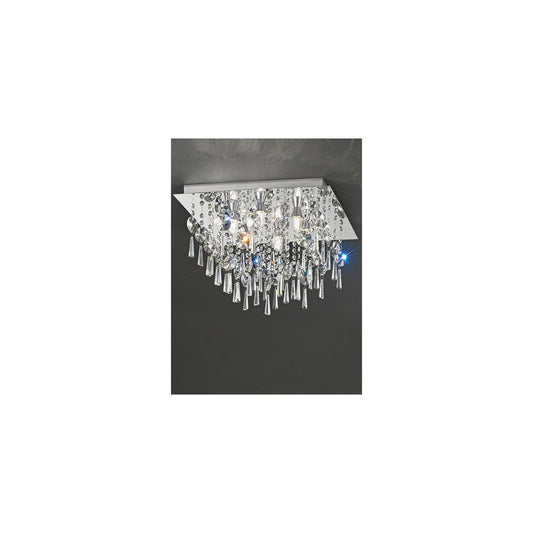 450mm Crystal Square Flush Mount IP44 in Chrome
