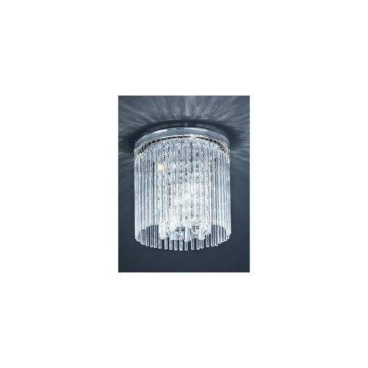 250mm Crystal Flush Mount IP44 in Chrome with Glass Drops