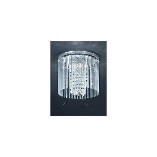 350mm Crystal Flush Mount IP44 in Chrome with Glass Drops