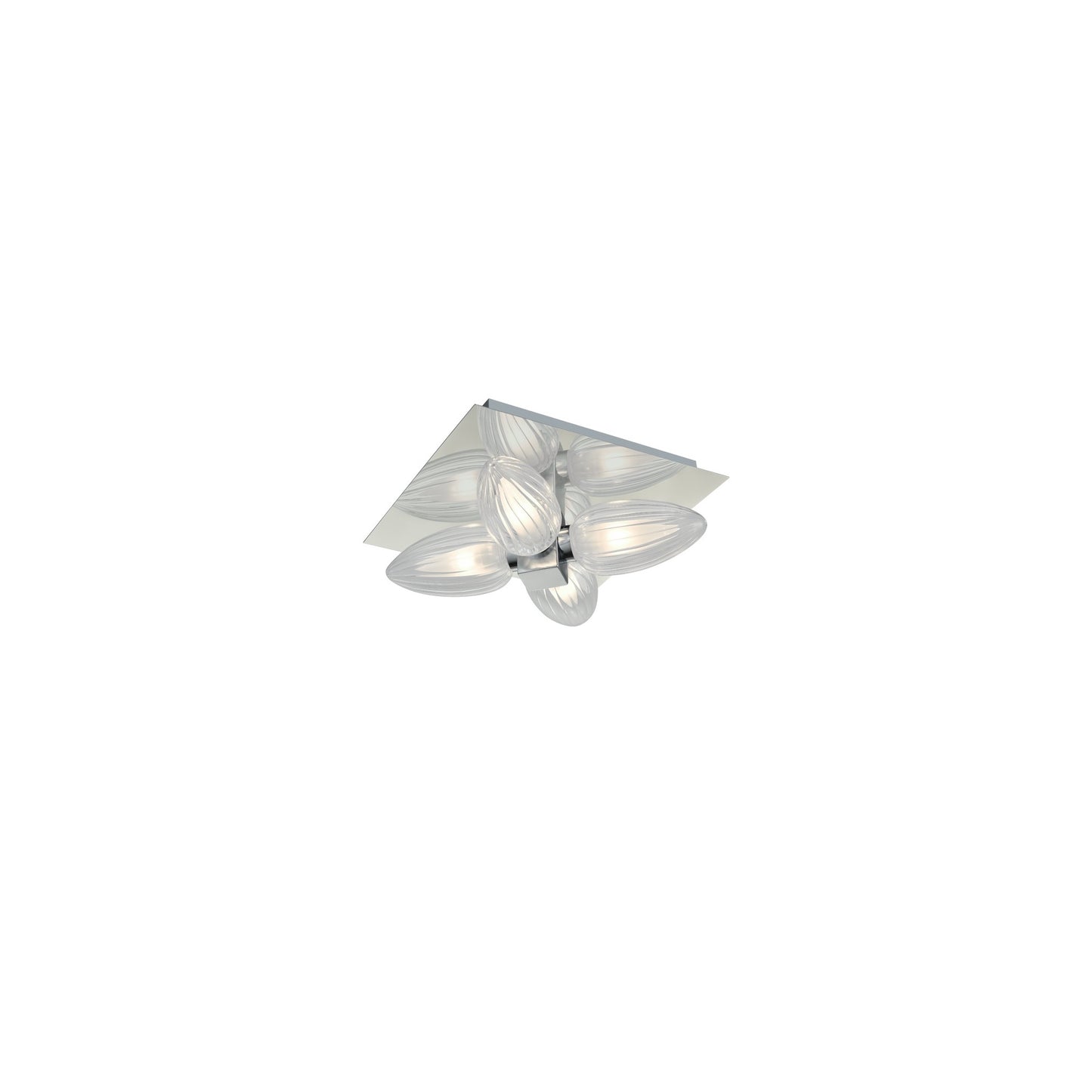 Bathroom Flush Fitting IP44 in Chrome with Decorative Glass
