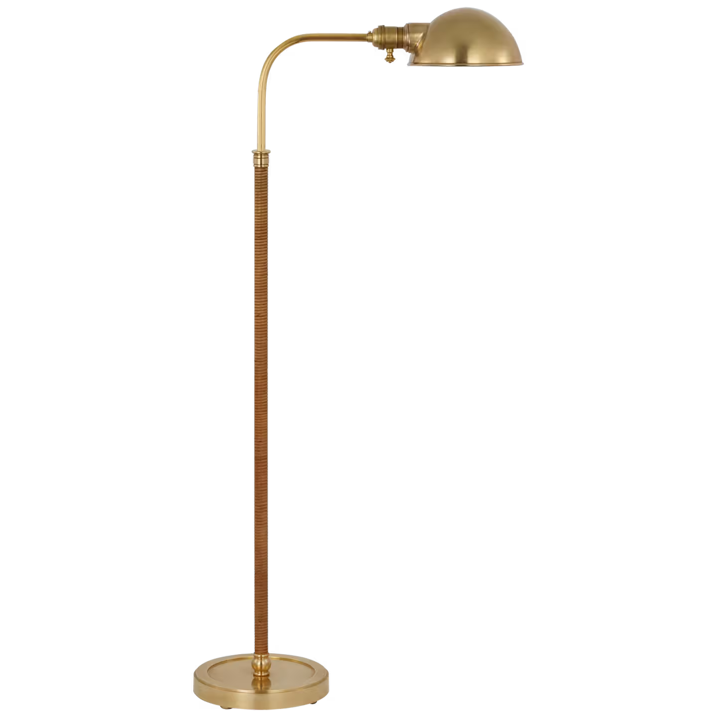 Basden Medium Pharmacy Lamp in Antique-Burnished Brass and Natural Rattan