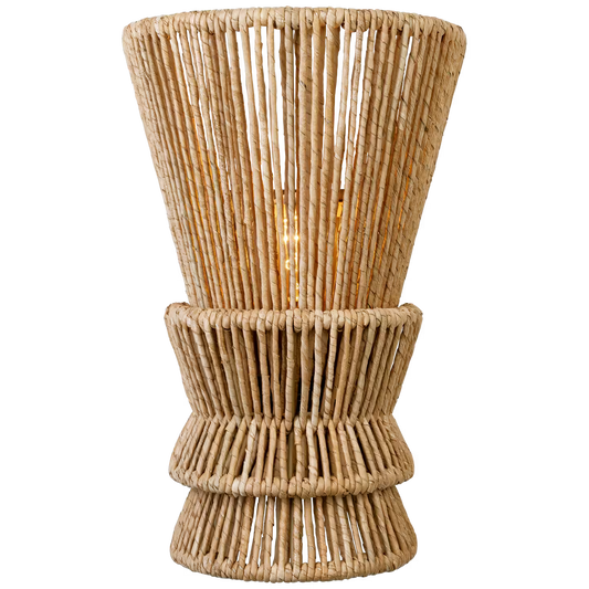 Antigua Medium Sconce in Antique-Burnished Brass and Natural Abaca