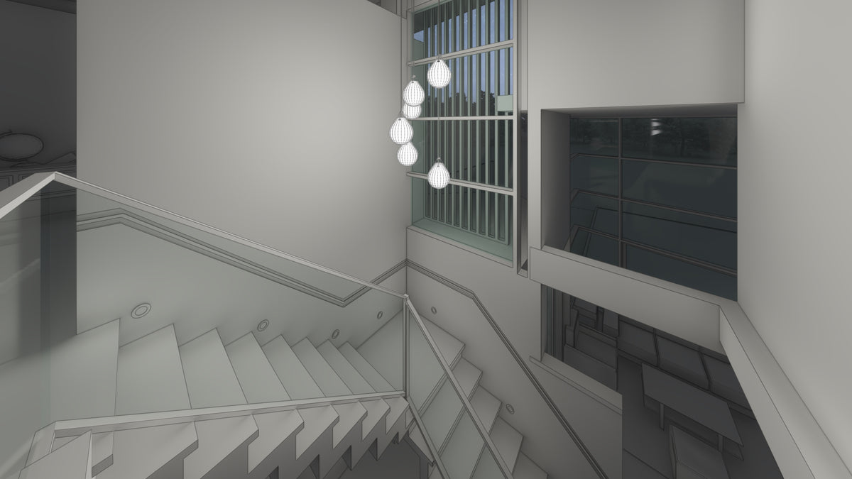 Cascading stairwell chandelier