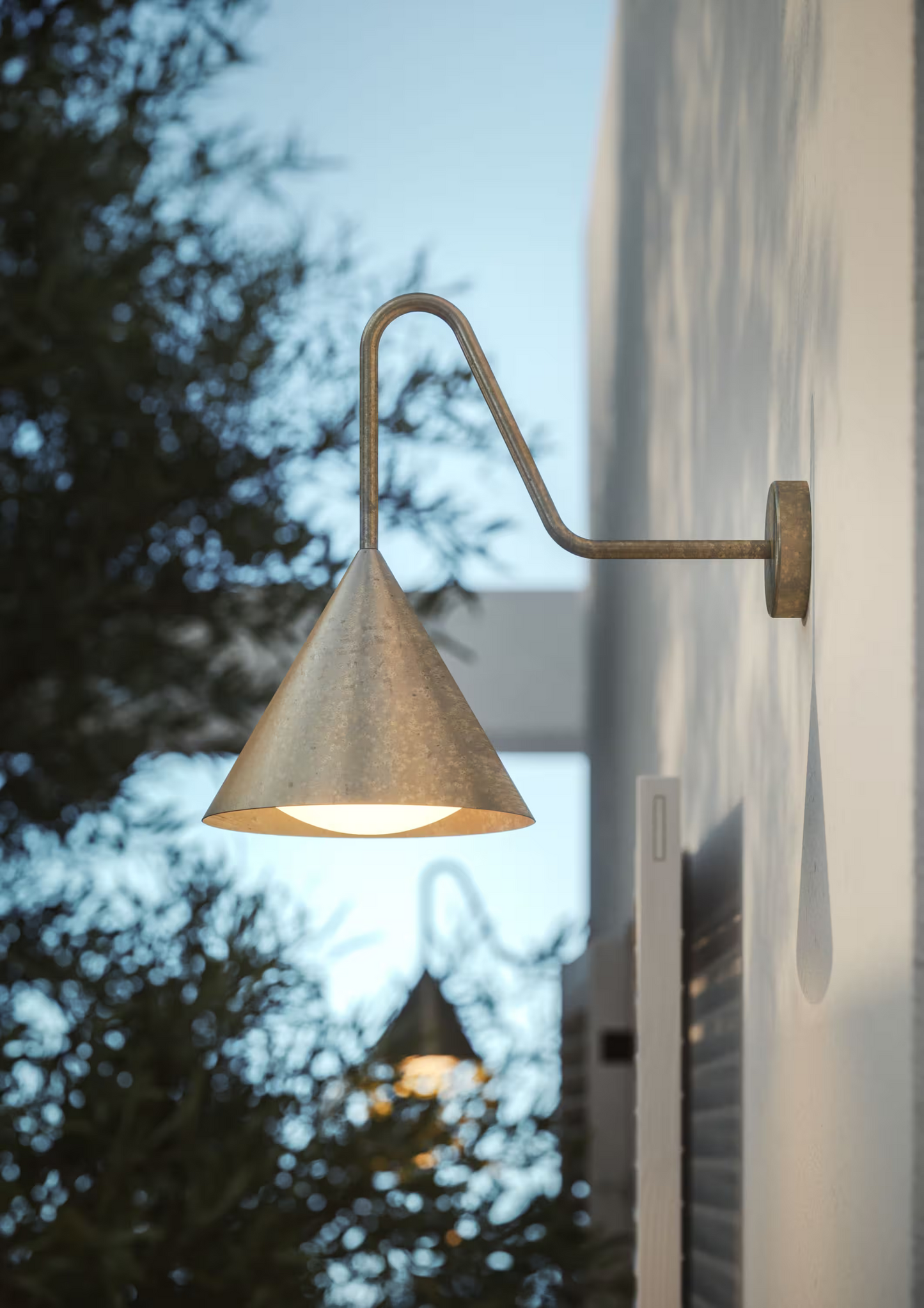 Cone Outdoor Swan Neck Wall Light