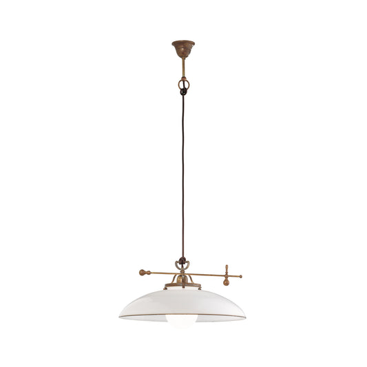 Country 080.10 Pendant in Brass with Blown White Glass
