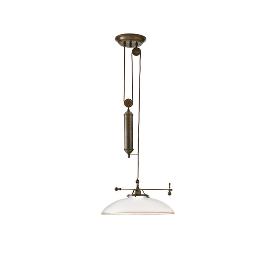 Country 080.12 Pendant in Brass with Blown White Glass