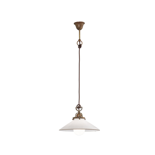 Country 081.10 Pendant in Brass with Blown White Glass