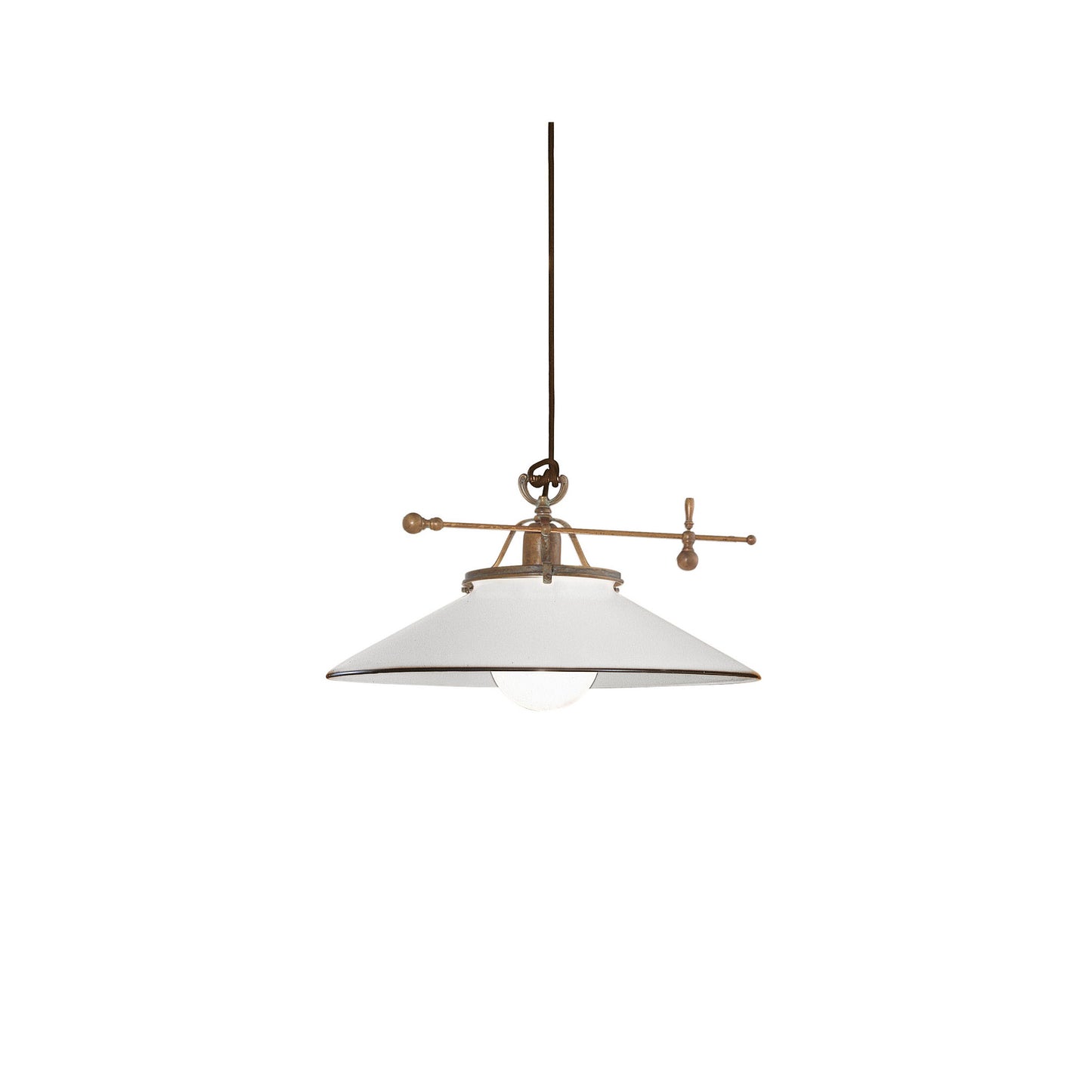 Country 083.10 Pendant in Brass with Blown White Glass
