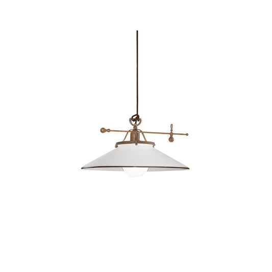 Country 083.10 Pendant in Brass with Blown White Glass