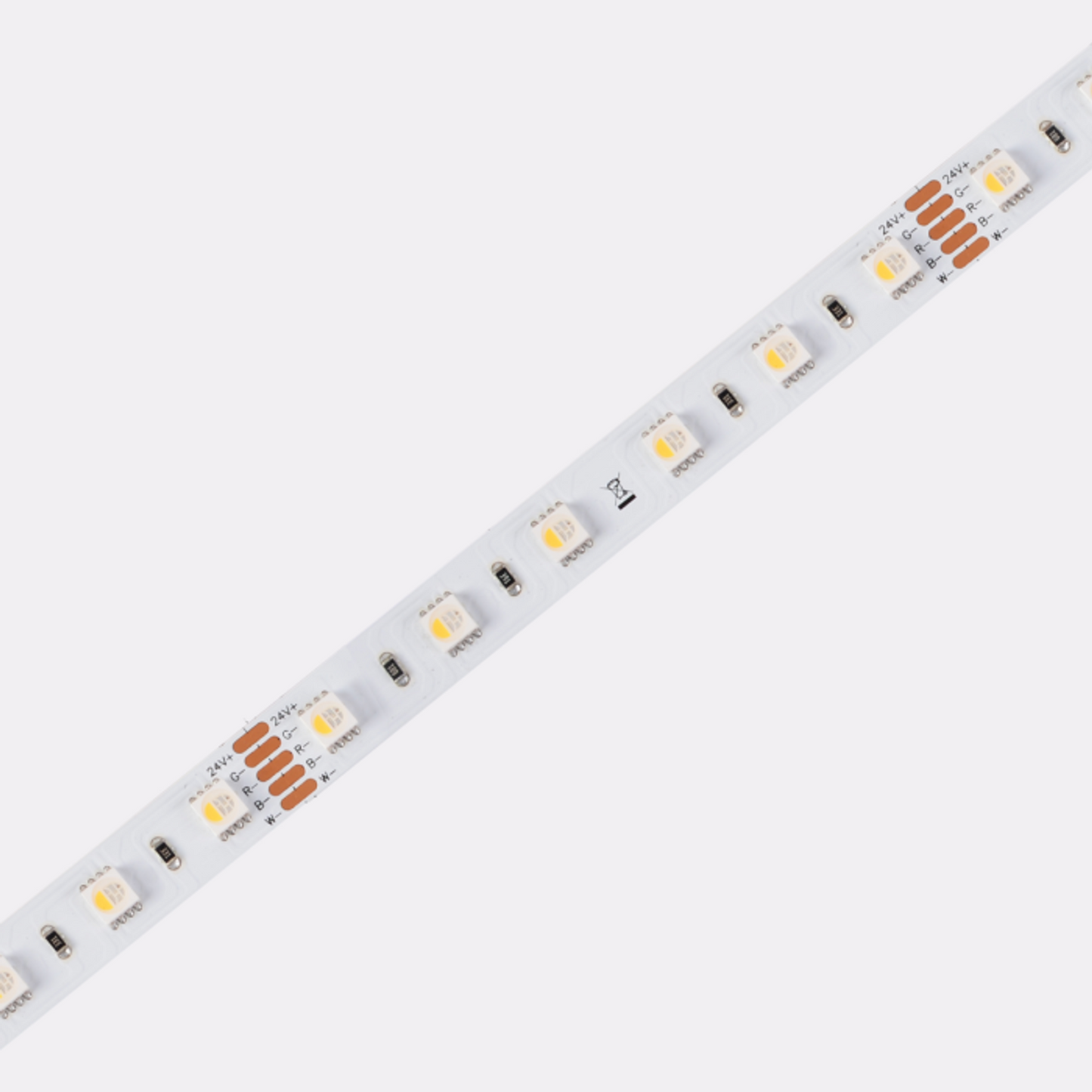 Colour changing LED strip RGBW 19.2W/m IP20 24V CRI80 5m length