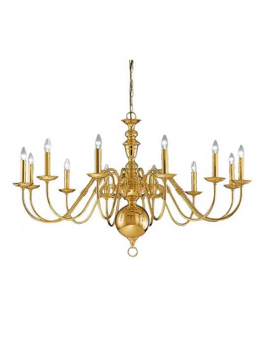 Robus 12-Light Chandelier in Polished Brass