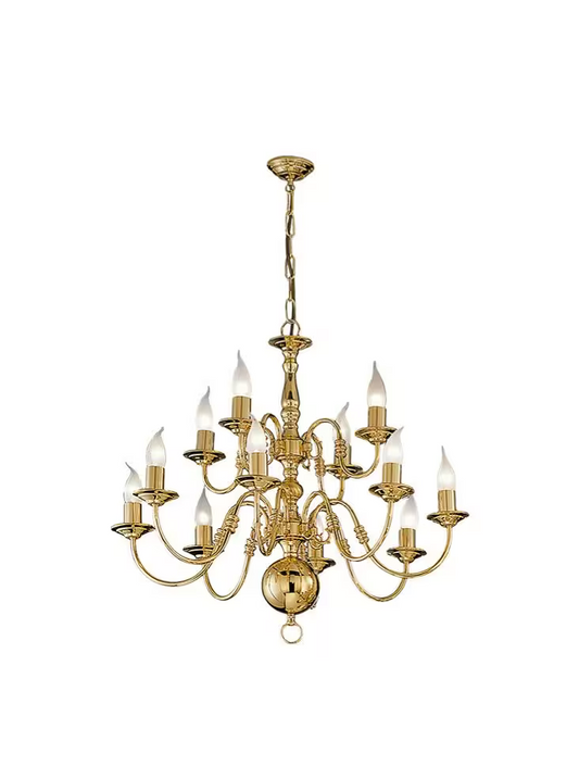 Robus 12-Light Chandelier in Polished Brass