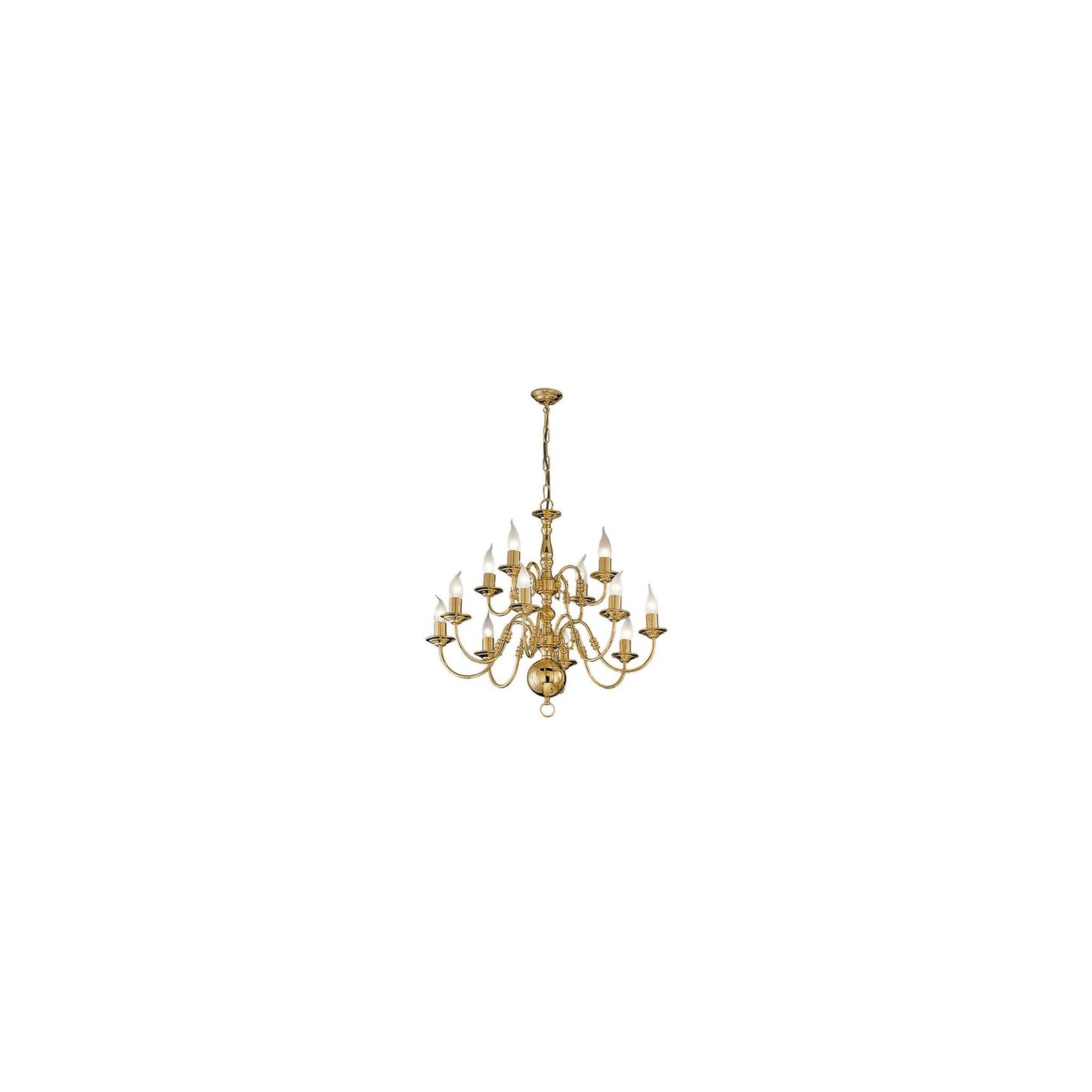 Robus 12-Light Chandelier in Polished Brass