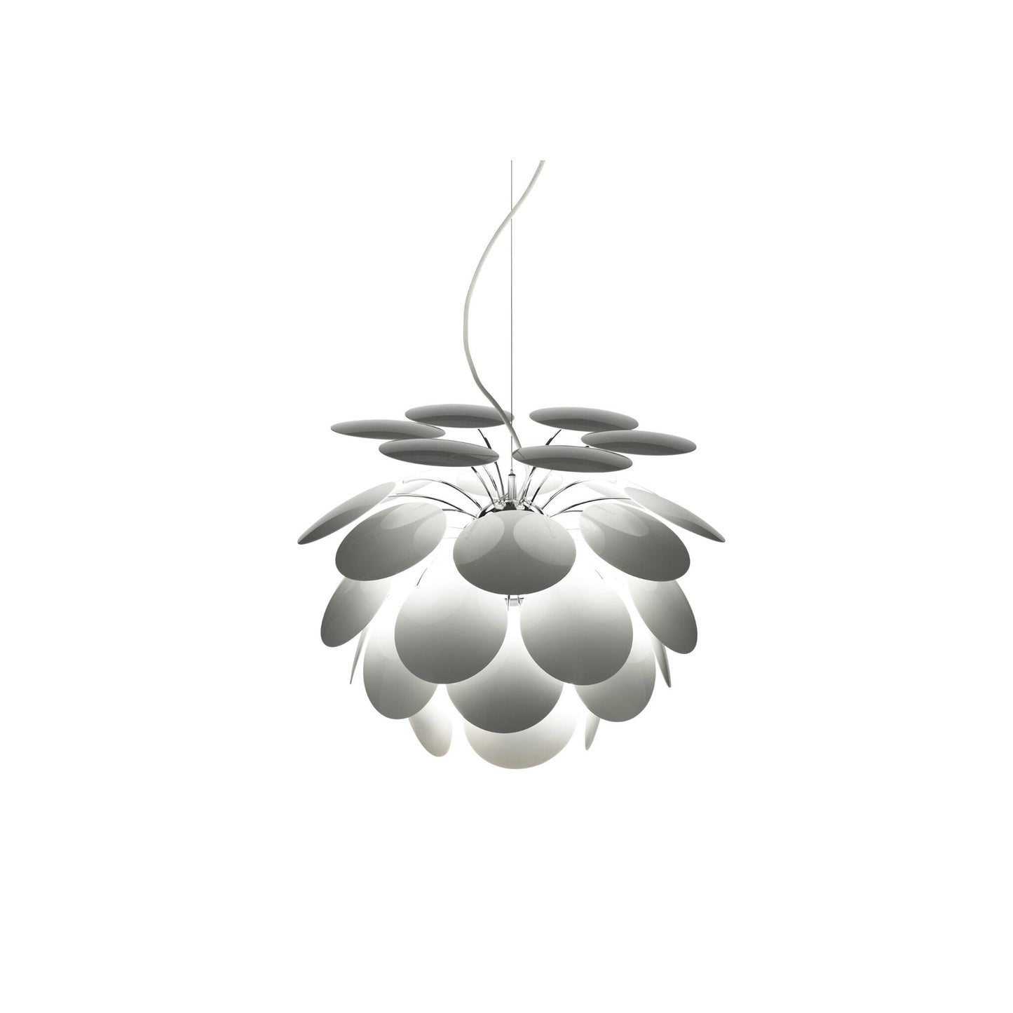 Discoco 88 Large Pendant with Opaque Discs On Chrome Sphere