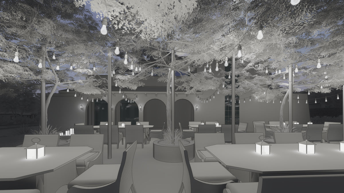 Outdoor terrace   festoon string light design