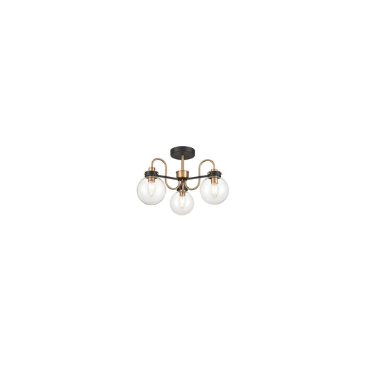 Talis 3-Light Ceiling Fitting Down in Antique Gold & Matt Black