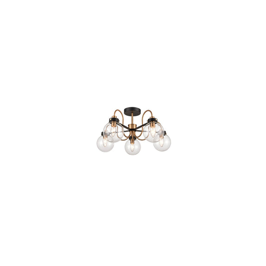 Talis 5-Light Ceiling Fitting Down in Antique Gold & Matt Black