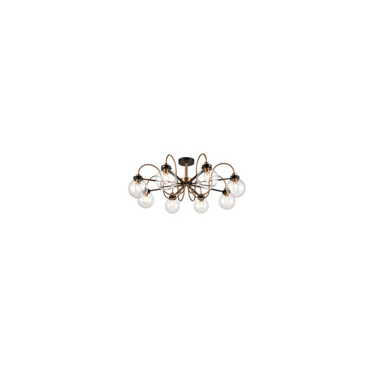 Talis 8-Light Ceiling Fitting Down in Antique Gold & Matt Black