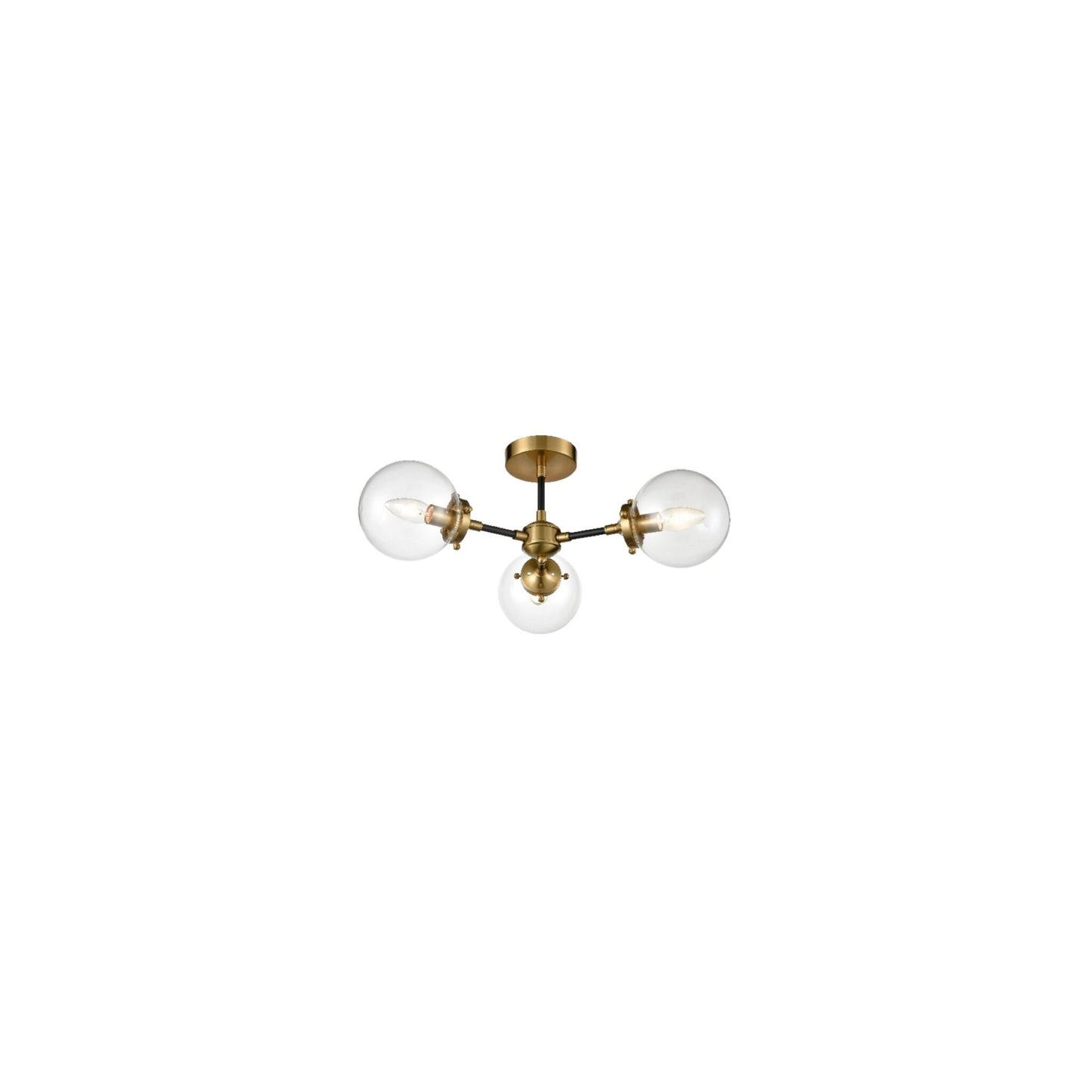 Captive 3-Light Ceiling Fitting in Matt Black & Antique Gold