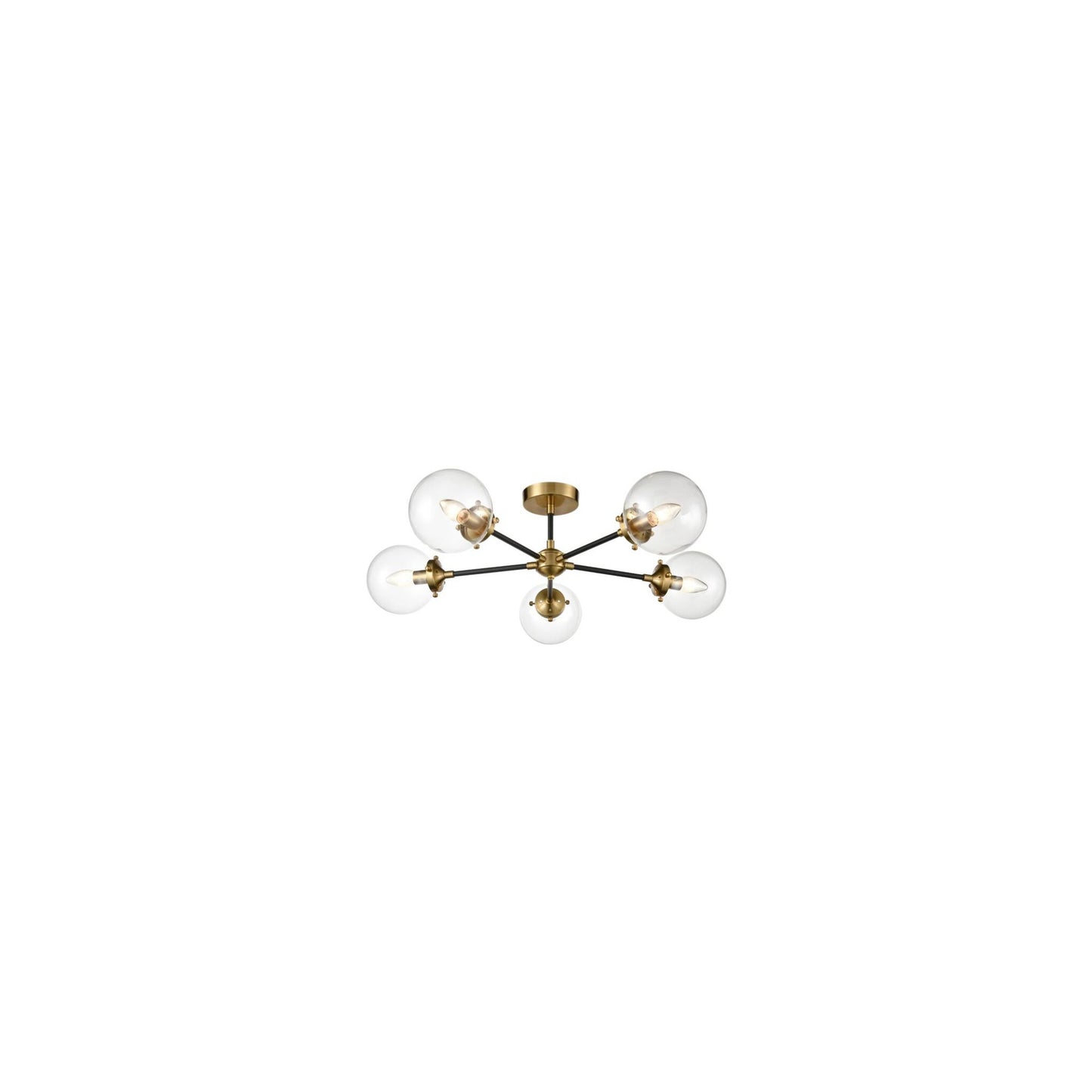 Captive 5-Light Ceiling Fitting in Matt Black & Antique Gold