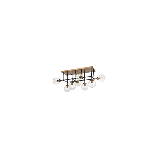 Hirst 8-Light Flush Mount in Black & Antique Brass