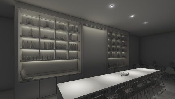 Bar area   backlit bar display drama