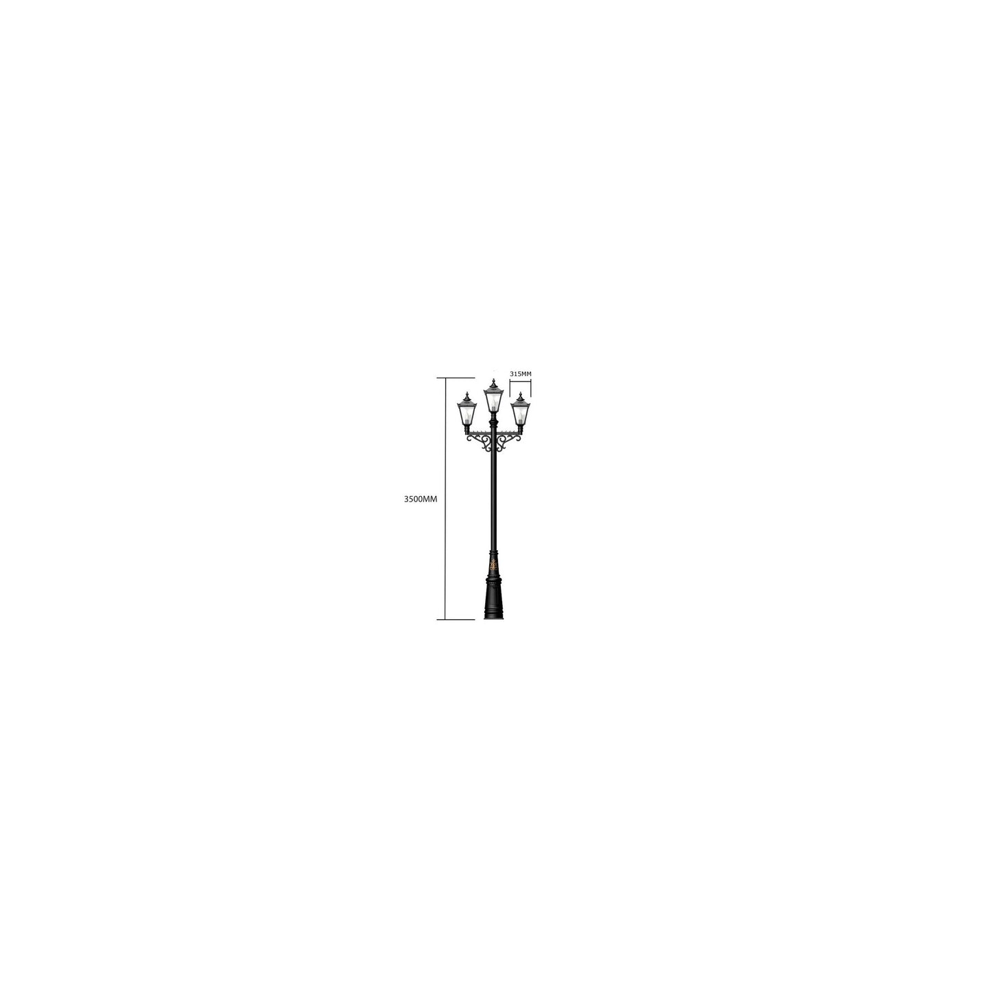 Victorian style large triple headed lamp post 3.5m
