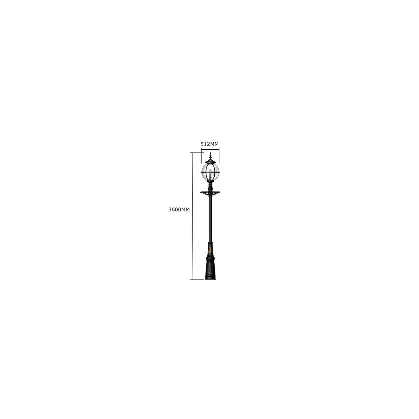Victorian globe lamp post in cast iron 3.6m
