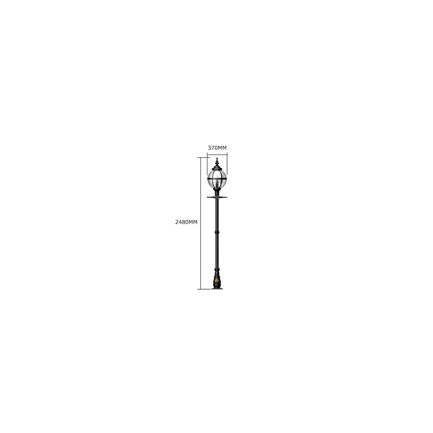 Victorian globe lamp post in cast iron 2.5m