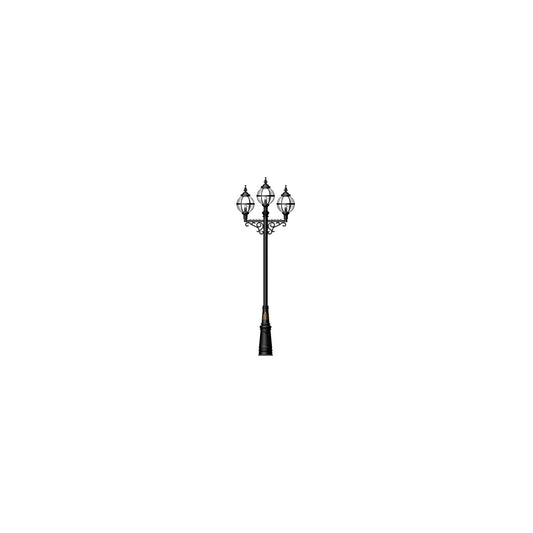 Victorian style globe lamp post triple headed in cast iron 3.6m