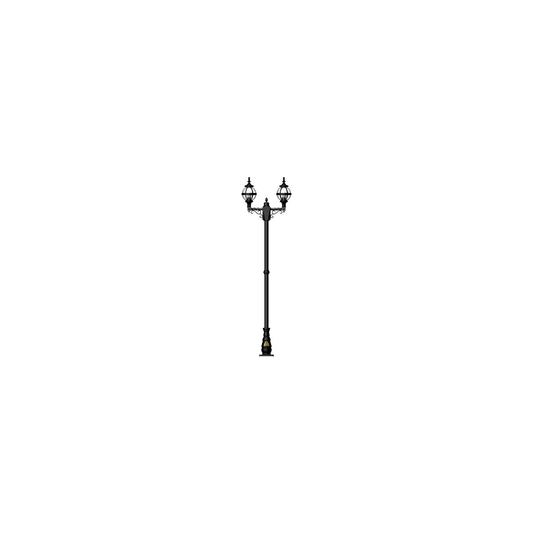 Victorian style globe lamp post double headed in cast iron 2.47m