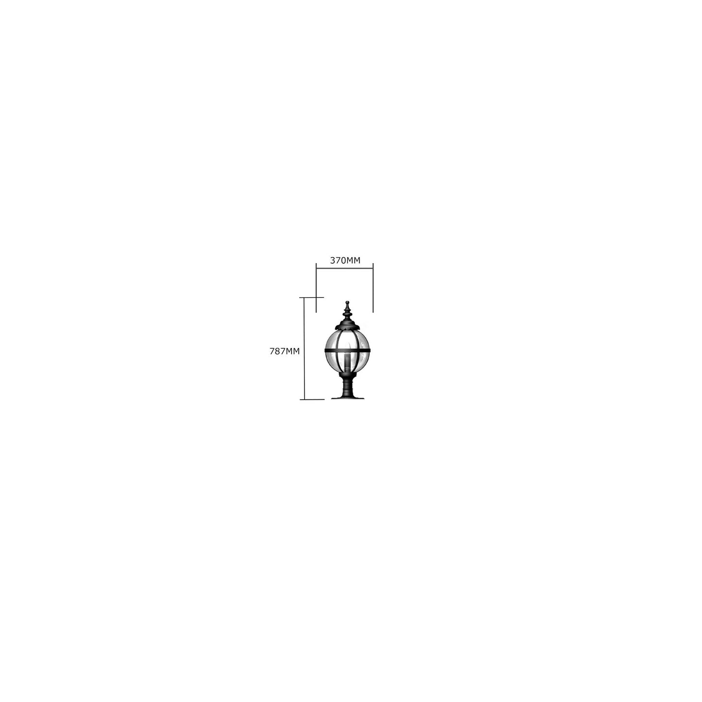 Victorian globe pier light in cast iron for flat pier caps 0.79m