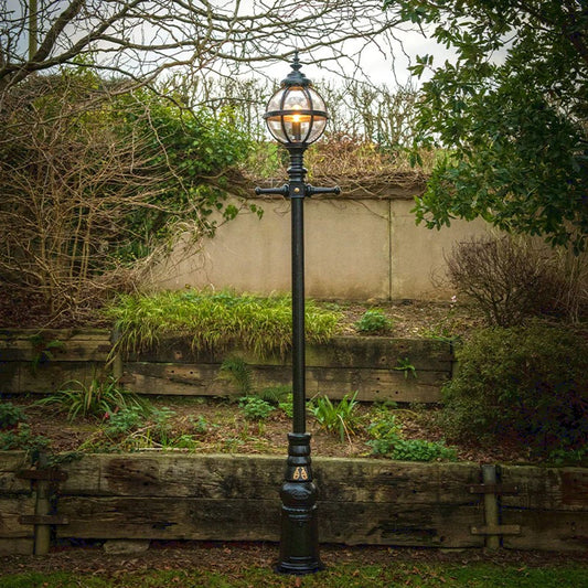 Victorian style globe lamp post in cast iron 3m