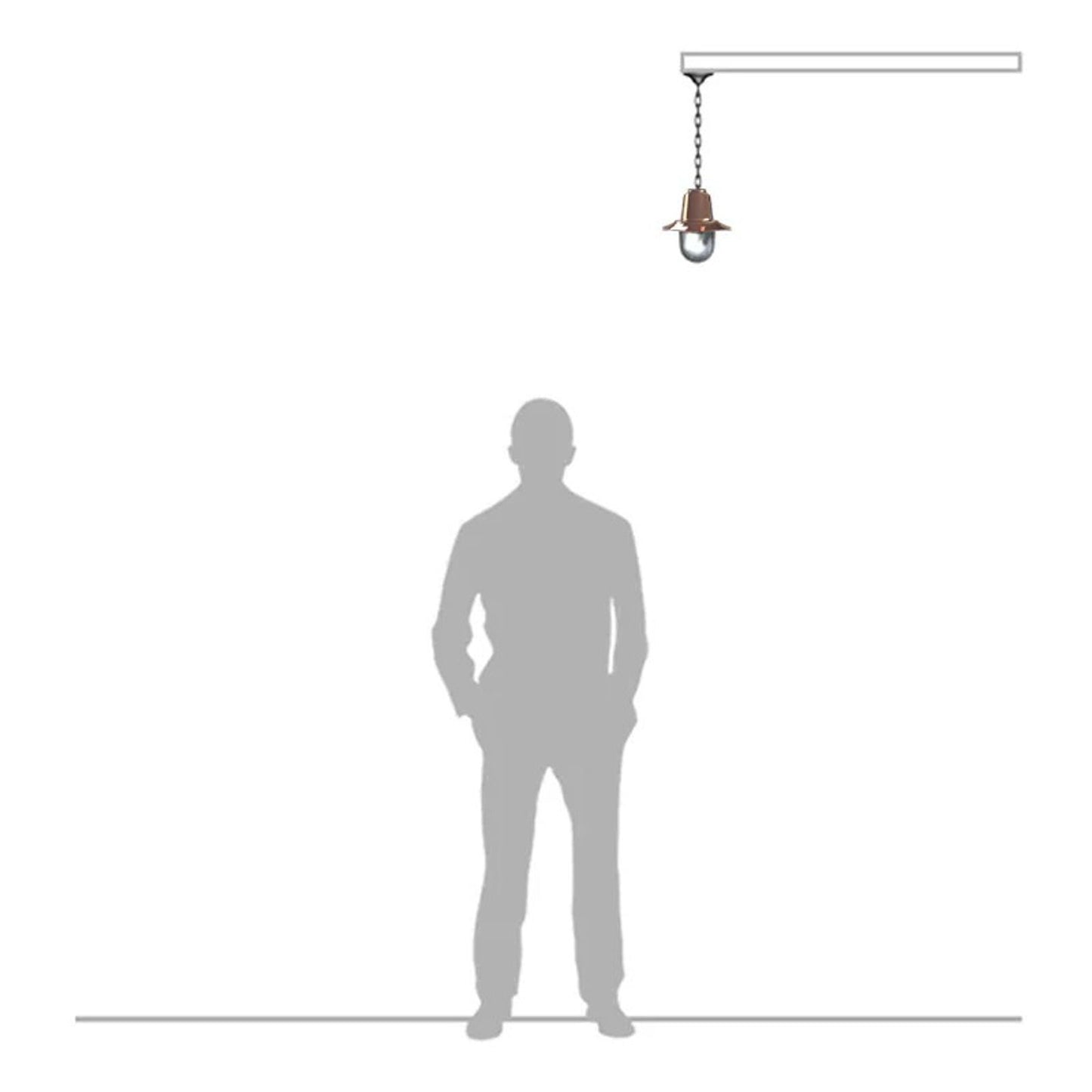 Copper railway style hanging light with chain 0.21m
