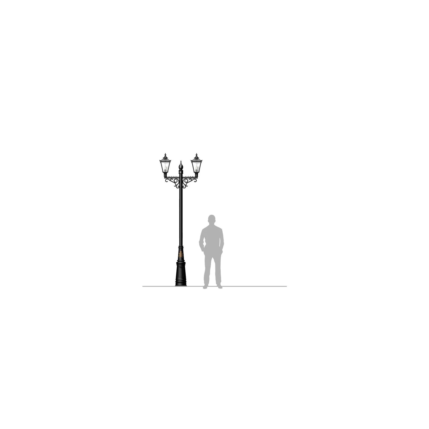 Victorian style large double headed lamp post 3.3m