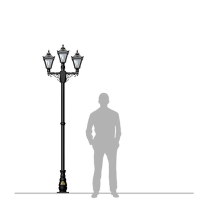Victorian Style Medium Triple Headed Lamp Post 2.6M