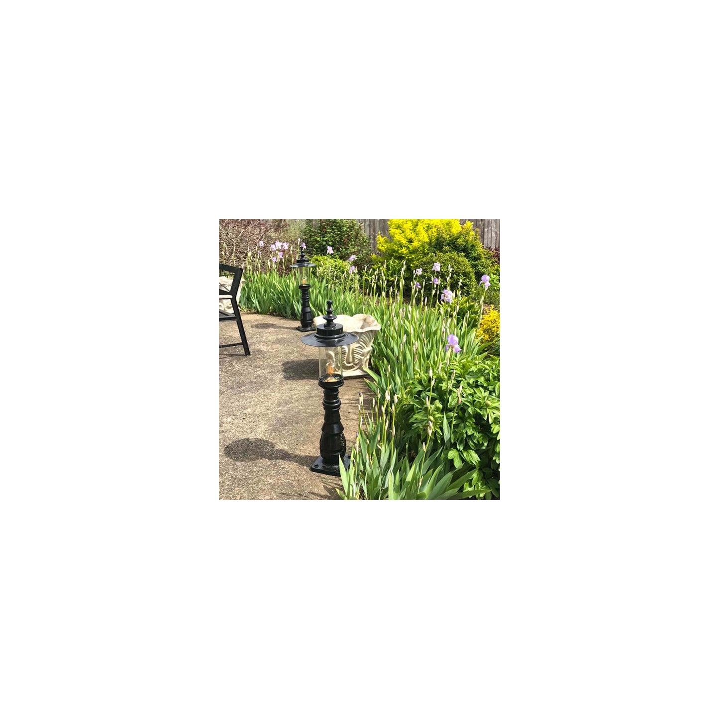 Georgian style pedestal light in cast iron and steel 0.98m