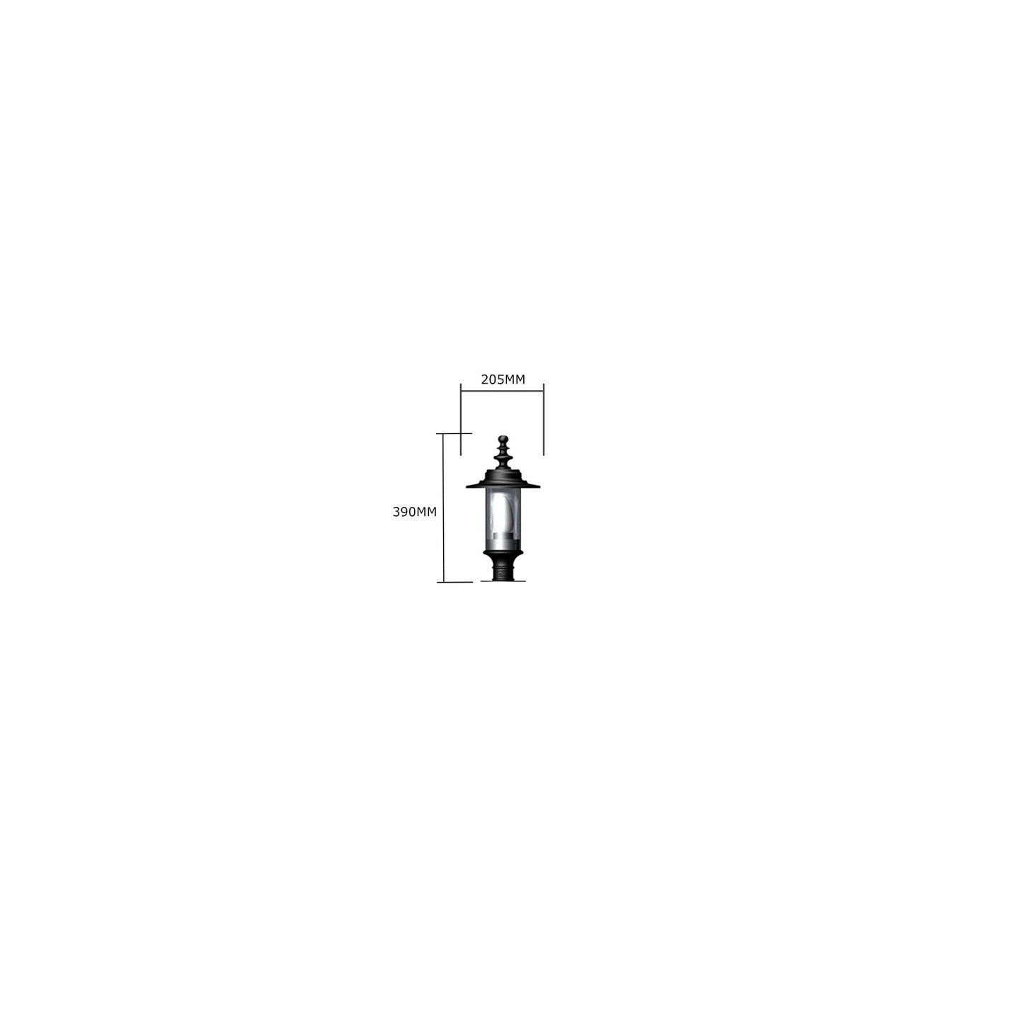 Georgian style pier light in cast iron and steel 0.39m