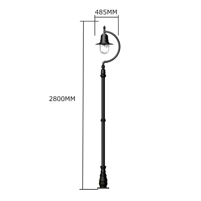 Vintage Tear Drop Lamp Post In Cast Iron And Steel 2.8M