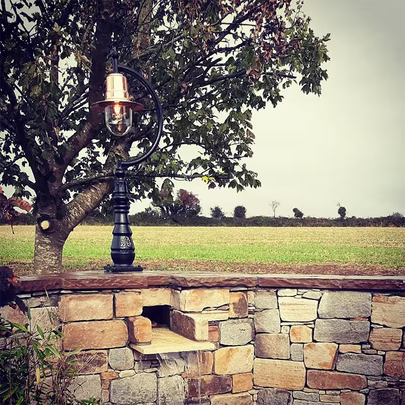 Vintage Tear Drop Pedestal Light In Cast Iron And Steel 1.3M