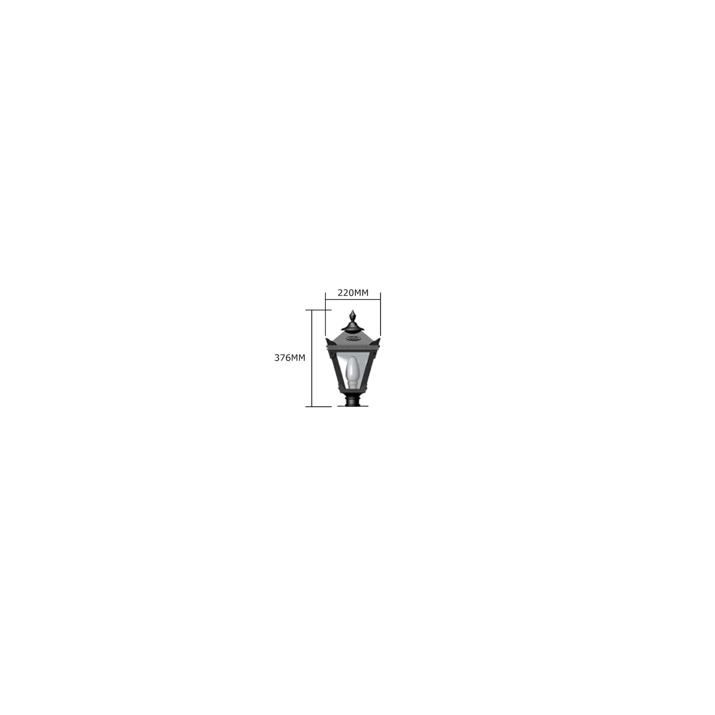 Victorian traditional cast iron pier light for narrow pier caps 0.38m