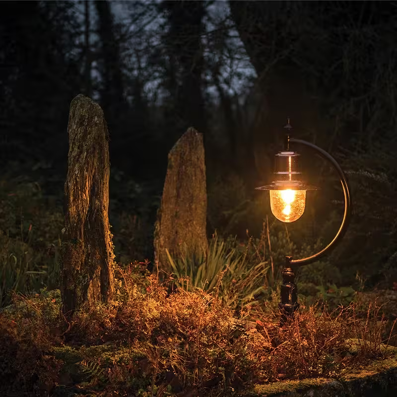 Vintage Tear Drop Pedestal Light In Cast Iron And Steel 1.3M