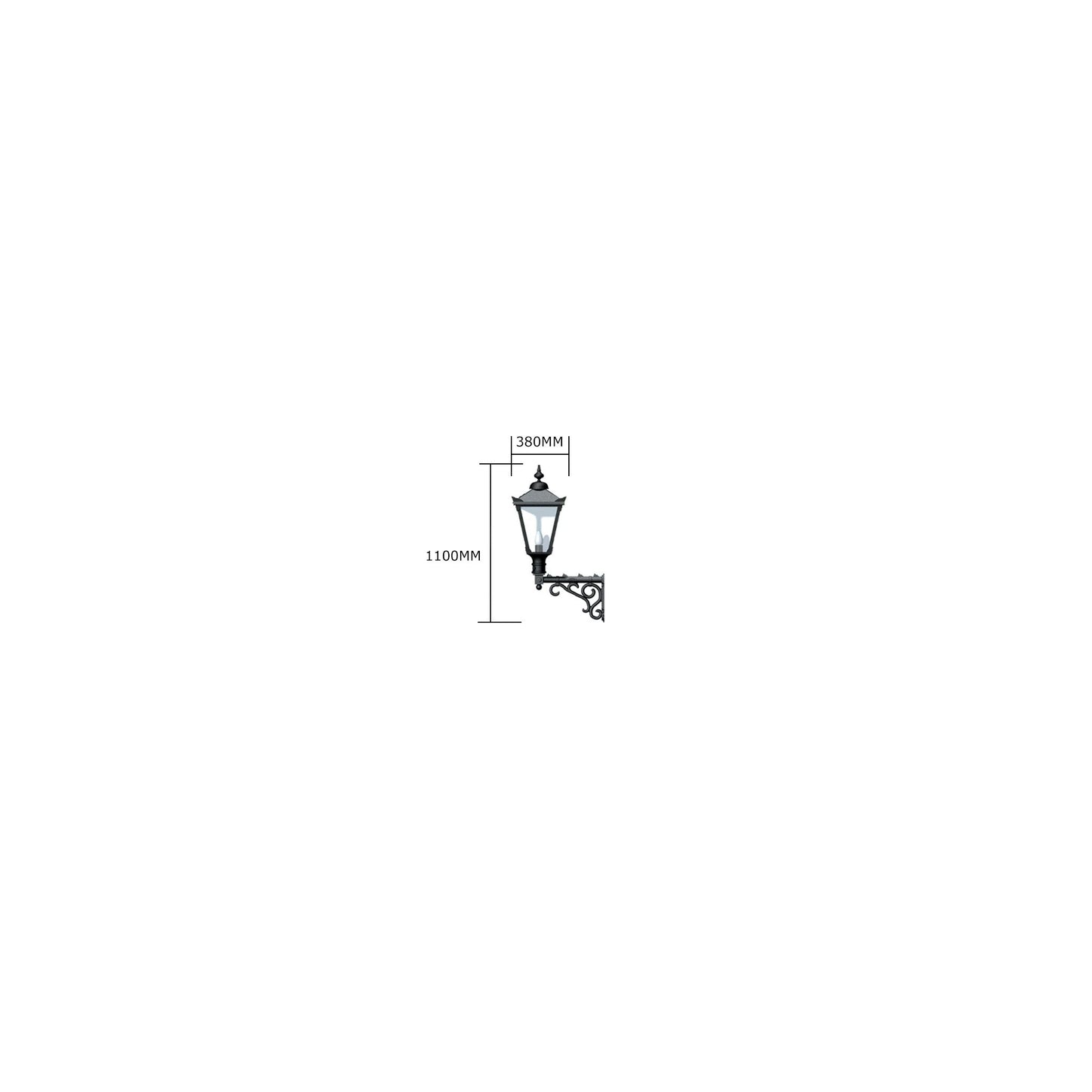 Victorian traditional cast iron wall light with decorative arm 1.1m