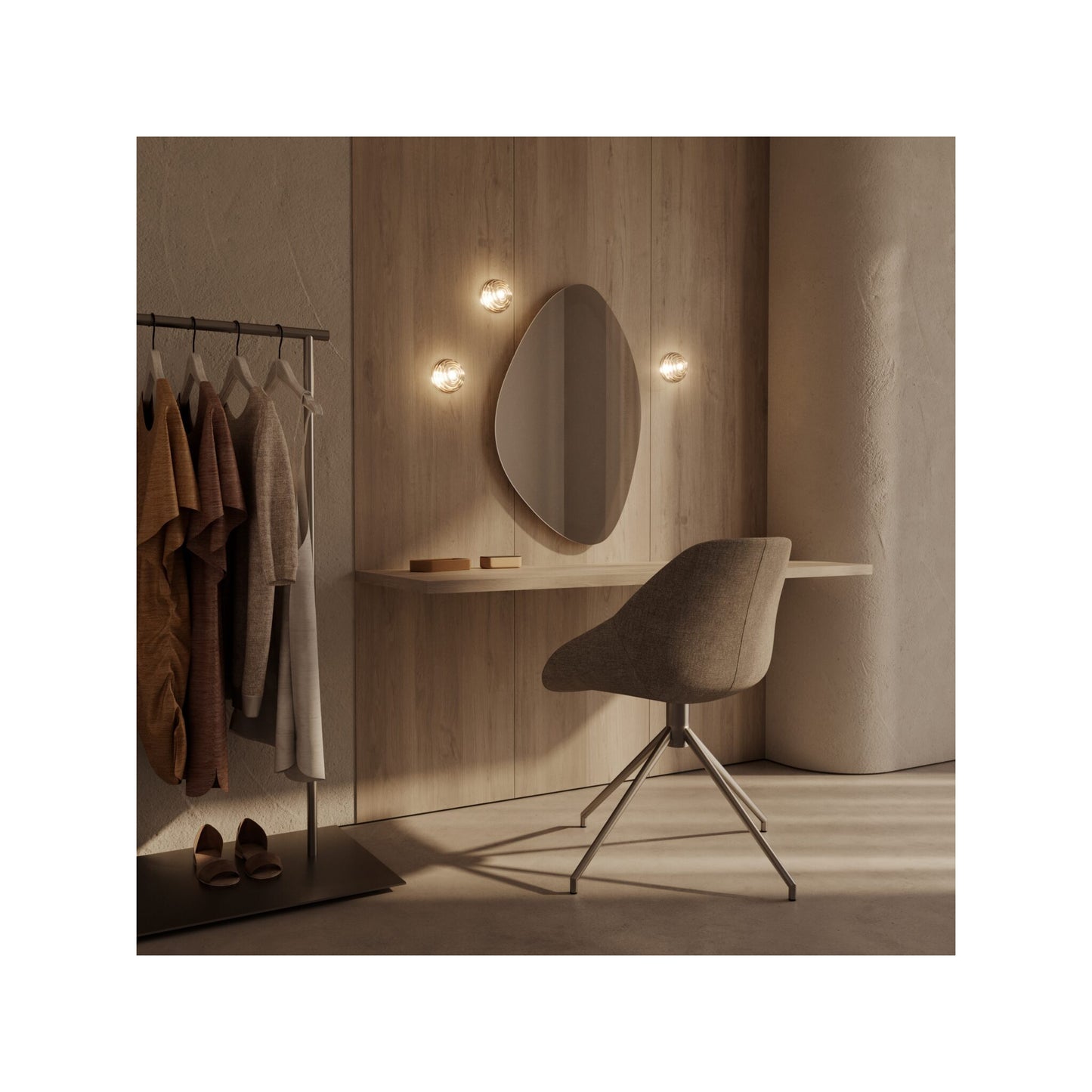 Hado Wall Light in Aged Gold with Striped Optic Glass
